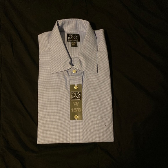 Jos. A. Bank Blue Check Traveler Twill Dress Shirt - Picture 1 of 4